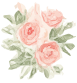 Aquarellbild mit rosa Rosen und grünen Blättern – Gutscheinmotiv Roses and more
